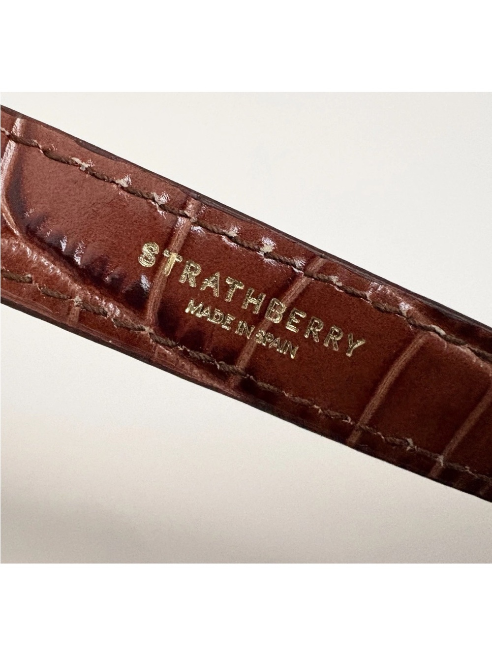 NEW Strathberry Mosaic Nano Brown Croc Embossed Leather Top Handle Crossbody Bag - Picture 13 of 16
